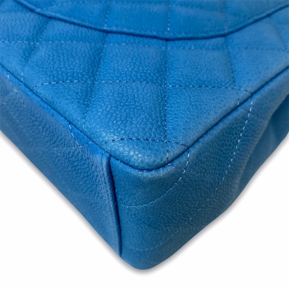 Chanel Maxi Suede Caviar Classic Flap Bag Blue - Picture 9 of 13